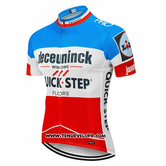 2019 Maillot Ciclismo Deceuninck Quick Step Bleu Blanc Rouge Manches Courtes et Cuissard